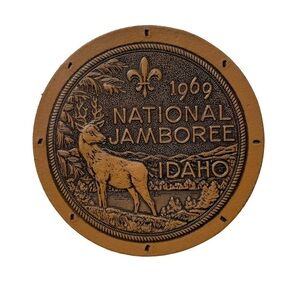 1969 Boy Scout National Jamboree Leather Backpatch Vintage Collectible